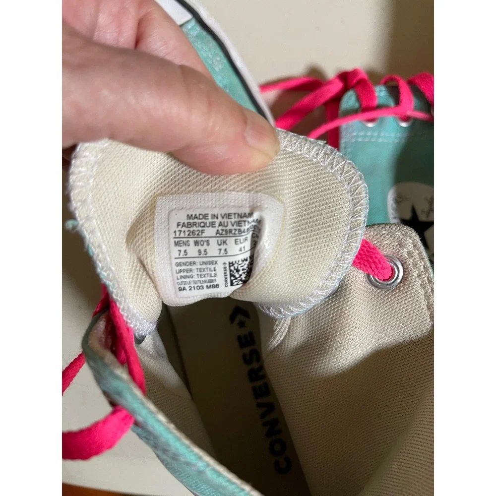 Converse Chuck Taylor All Star High Top Sneakers Teal Pink 171262F Womens 9.5 - Picture 8 of 8